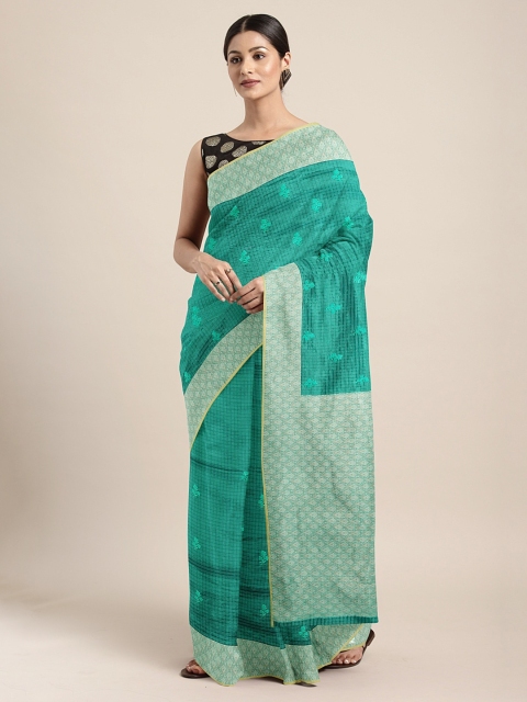 

Neerus Sea Green Embroidered Silk Cotton Saree