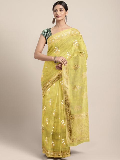 

Neerus Yellow Floral Woven Design Silk Cotton Saree