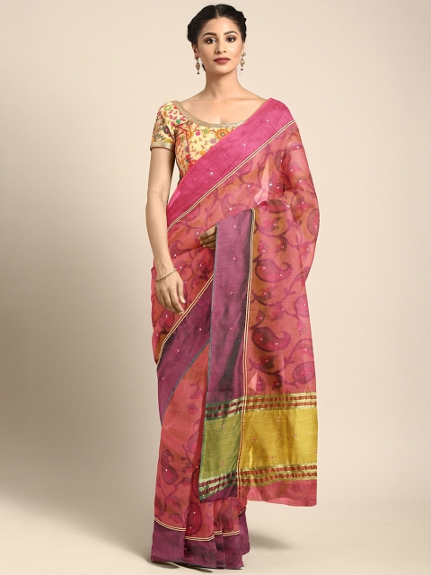 

Neerus Pink Printed Silk Cotton Saree