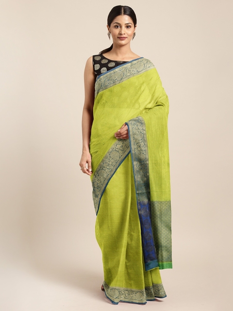 

Neerus Lime Green Woven Design Silk Cotton Saree