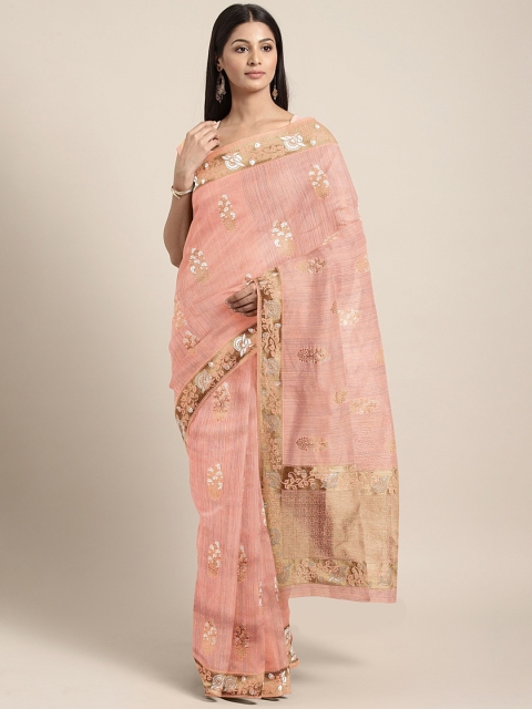 

Neerus Peach-Coloured Woven Design Silk Cotton Saree