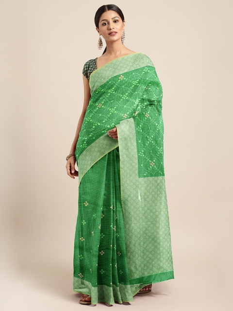 

Neerus Green Embroidered Silk Cotton Saree