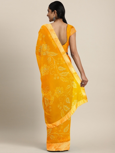 

Neerus Mustard Yellow Printed Poly Georgette Saree