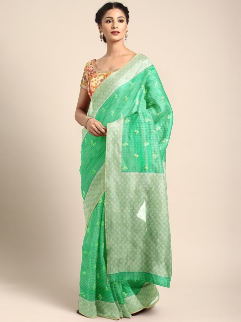 

Neerus Green Embroidered Silk Cotton Saree