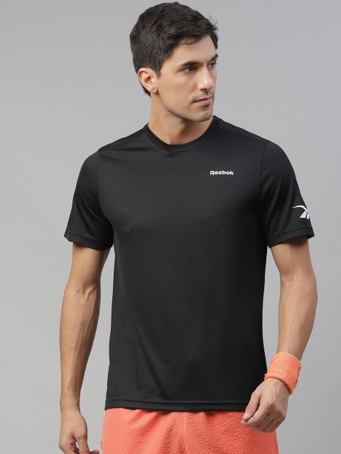 

Reebok Men Black Solid Training Foundation Mesh Speedwick T-shirt