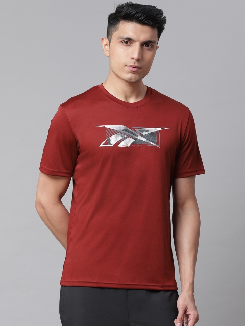 

Reebok Men Maroon & White Slim Fit Prime Graphic Brand Logo Print Training T-shirt
