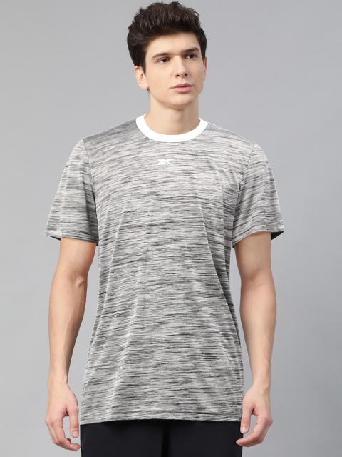 

Reebok Men Grey & Black Grindle Effect Round Neck Training T-shirt
