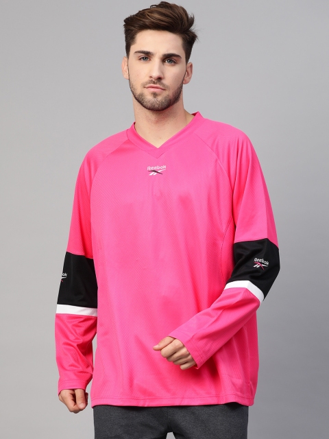 

Reebok Classic Men PInk Relaxed Fit Solid Classics Hockey Jersey
