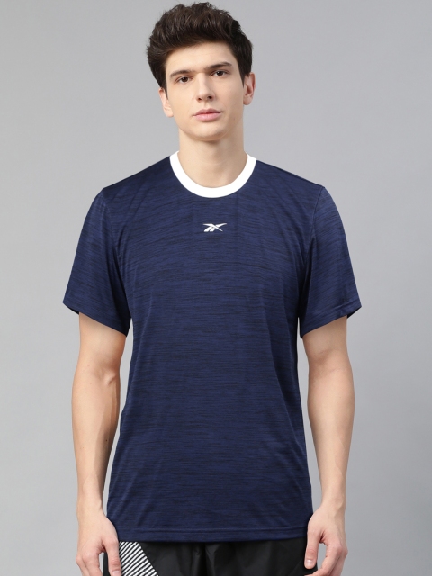 

Reebok Men Navy Blue Grindle Effect Round Neck Training T-shirt
