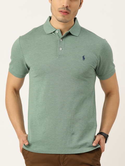 

Polo Ralph Lauren Men Sea Green Slim Fit Solid Polo Collar T-shirt