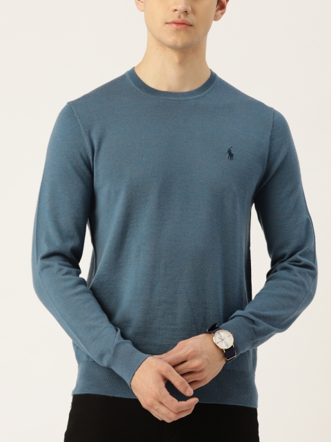 

Polo Ralph Lauren Men Blue Solid Pullover Sweater