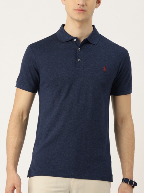 

Polo Ralph Lauren Men Navy Blue Slim Fit Solid Polo Collar T-shirt