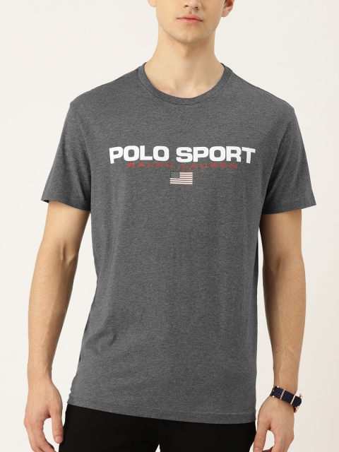 

Polo Ralph Lauren Men Charcoal Grey & White Classic Fit Printed T-shirt