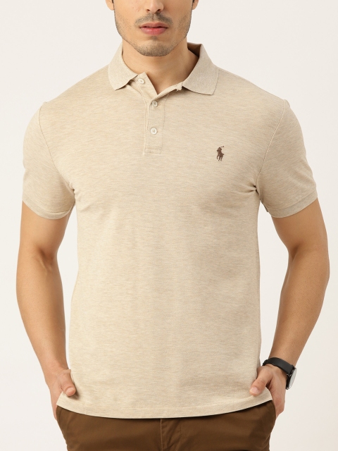 

Polo Ralph Lauren Men Beige Slim Fit Solid Polo Collar T-shirt