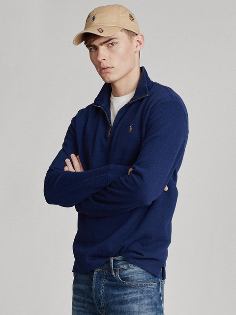 

Polo Ralph Lauren Men Navy Blue Solid Pullover Sweater