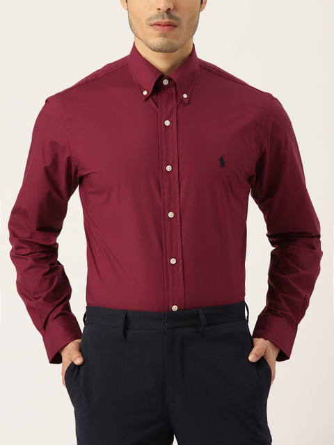 

Polo Ralph Lauren Men Maroon Custom Fit Solid Formal Shirt