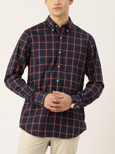 

Polo Ralph Lauren Men Navy Blue & Red Custom Fit Checked Casual Shirt