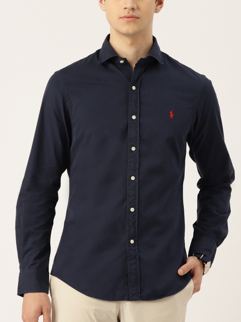 

Polo Ralph Lauren Men Navy Blue Slim Fit Solid Casual Shirt