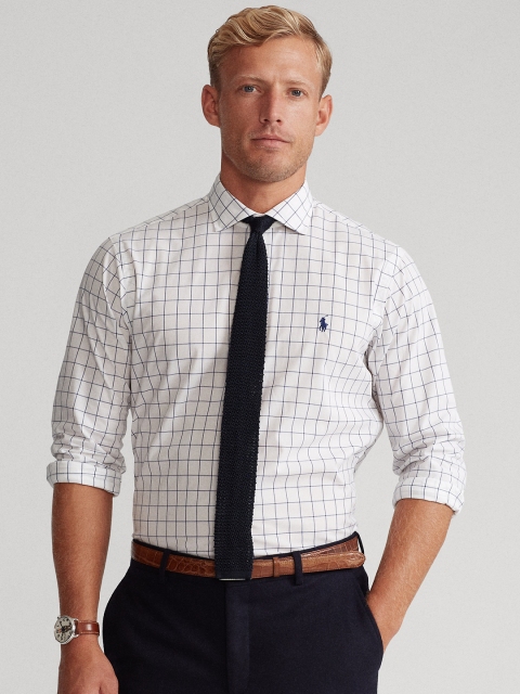 

Polo Ralph Lauren Men White & Blue Regular Fit Checked Casual Shirt