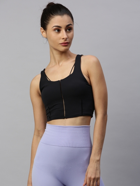 

Nike Women Black Solid Fitted Yoga Luxe Crop Tank Top