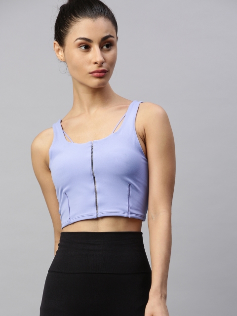 

Nike Women Purple Solid Fitted Yoga Luxe Crop Tank Top