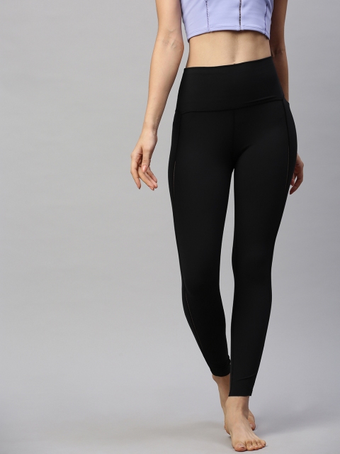 

Nike Women Black AS W NK YOGA LUXE RIB 7/8 T Solid Knitted Tights