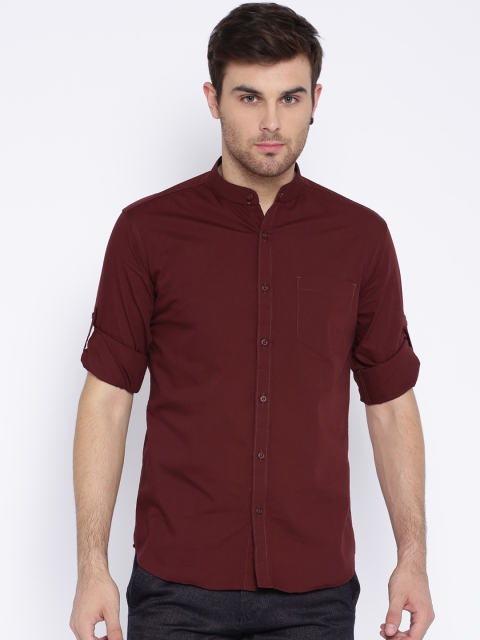 

Highlander Maroon Slim Fit Casual Shirt