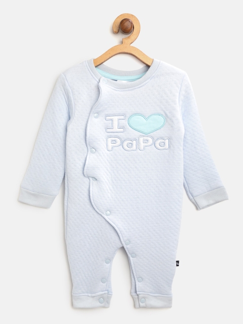 

Moms Love Boys Blue Solid Rompers With Applique Detail