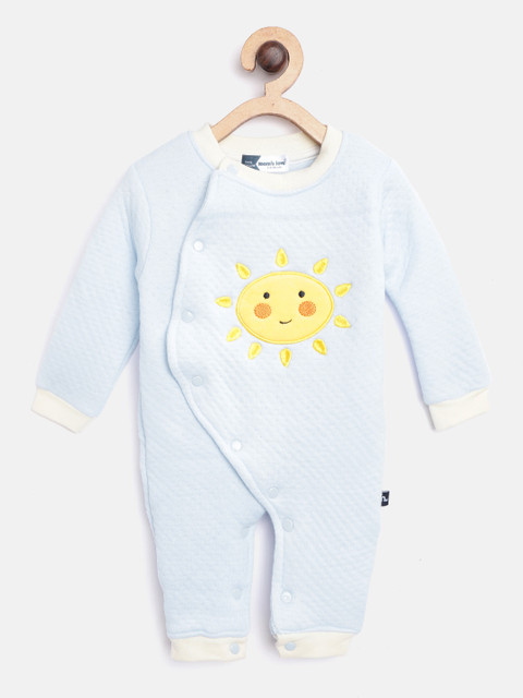 

Moms Love Boys Blue & Yellow Self Design Rompers with Applique Detail