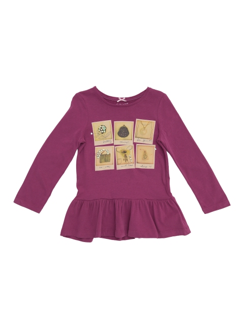 

mothercare Girls Purple Printed Peplum Top, Pink