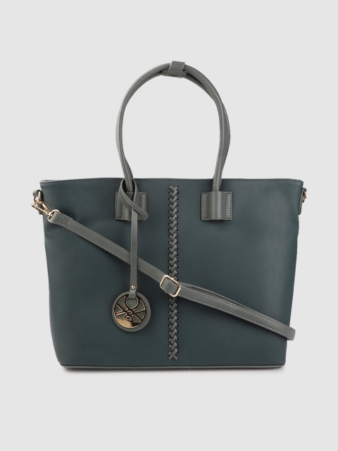 

United Colors of Benetton Teal Green Solid Handheld Bag