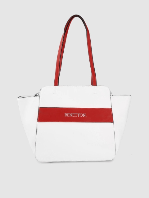 

United Colors of Benetton White & Red Colourblocked Shoulder Bag