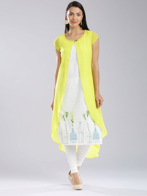 

W Yellow & White Layered High-Low A-Line Kurta