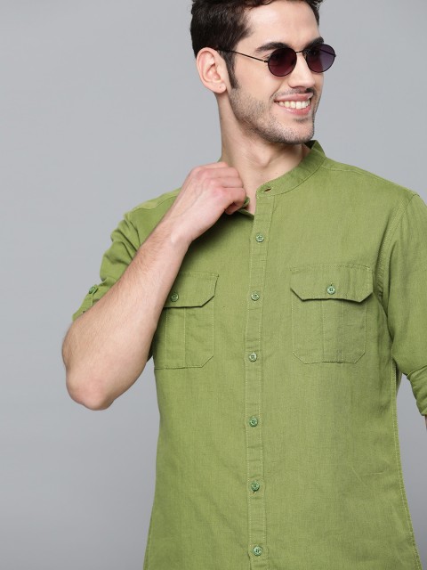 

HERE&NOW Men Green Slim Fit Solid Casual Shirt