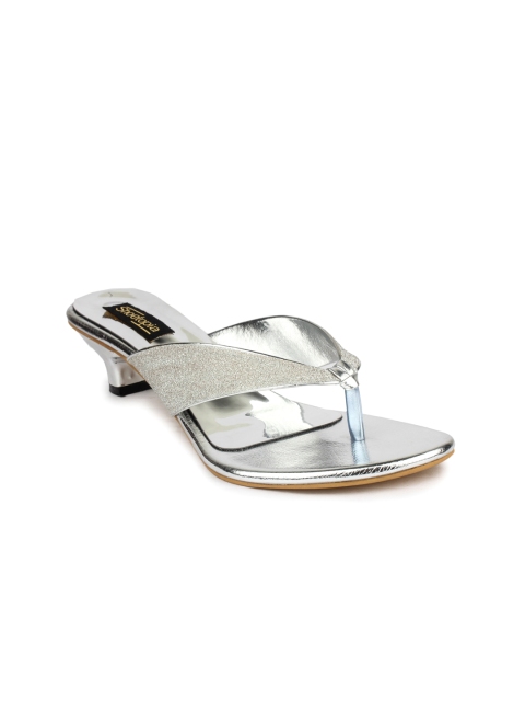 

Shoetopia Women Silver-Toned Kitten Flats