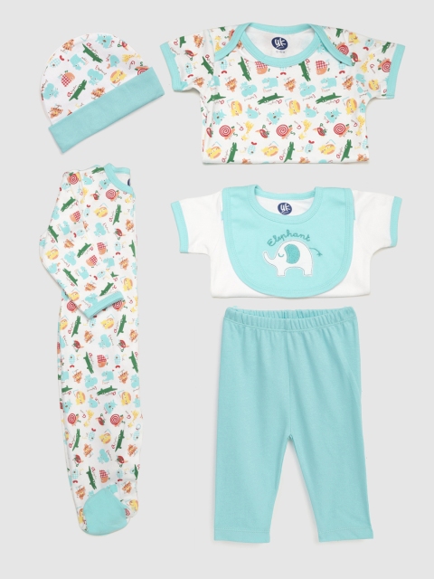 

YK Infant Kids Pack of 5 Printed Pure Cotton Baby Apparel Gift Set, Multi
