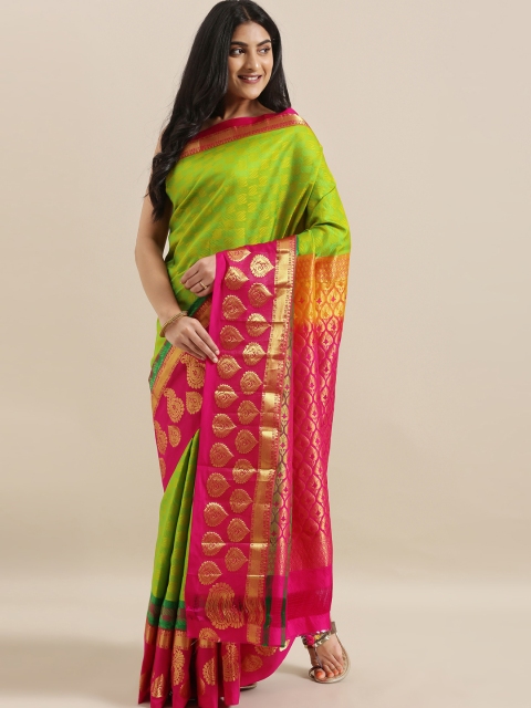 

The Chennai Silks Green Pure Silk Woven Design Dharmavaram Saree