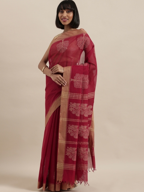 

The Chennai Silks Classicate Maroon Woven Design Pure Cotton Handloom Saree