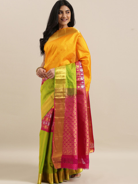 

The Chennai Silks Yellow Pure Silk Woven Design Kanjeevaram Saree
