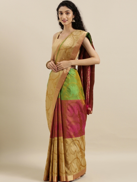 

The Chennai Silks Maroon & Beige Pure Silk Woven Design Kanjeevaram Saree