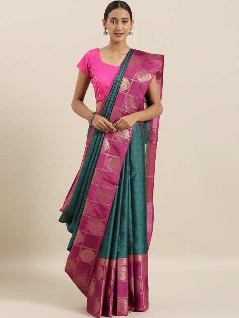 

The Chennai Silks Classicate Green & Magenta Pink Organza Woven Design Saree