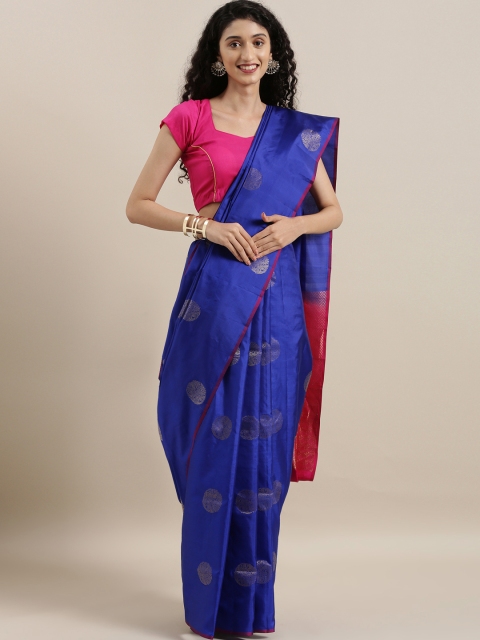 

The Chennai Silks Blue & Golden Pure Silk Woven Design Kanjeevaram Saree