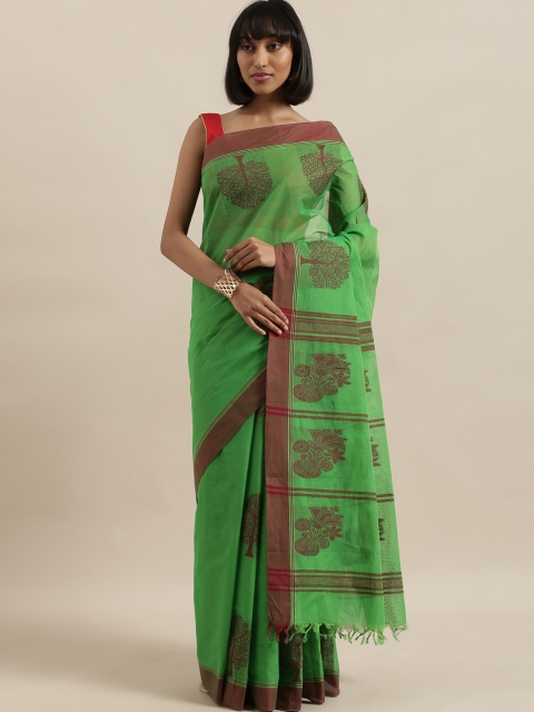 

The Chennai Silks Green & Maroon Pure Cotton Woven Design Saree