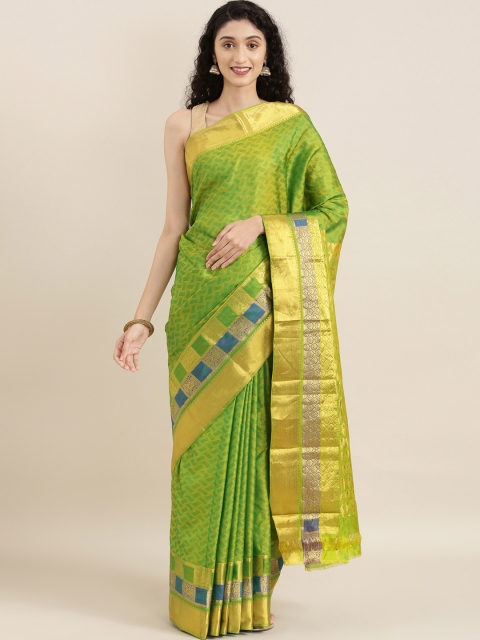 

The Chennai Silks Green Pure Silk Woven Design Dharmavaram Saree