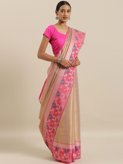 

The Chennai Silks Gold-Toned Woven Design Organza Saree