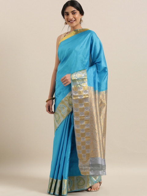 

The Chennai Silks Blue Pure Silk Woven Design Kanjeevaram Saree