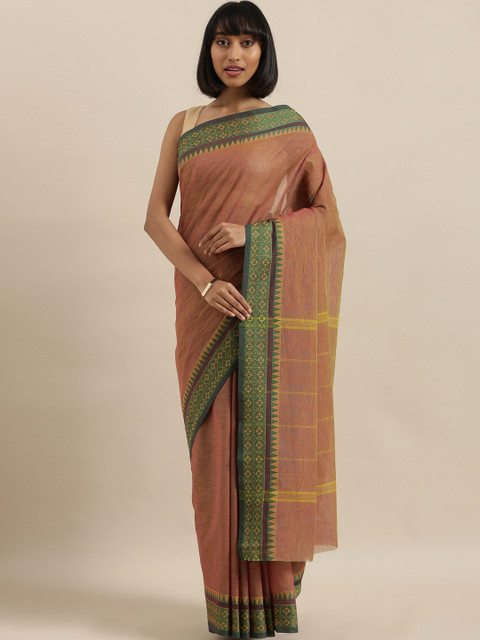 

The Chennai Silks Brown Pure Cotton Solid Chettinad Saree