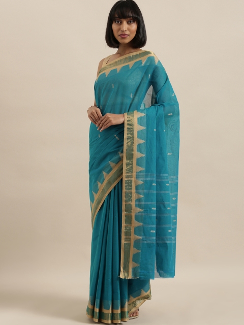 

The Chennai Silks Blue Pure Cotton Woven Design Chettinad Saree