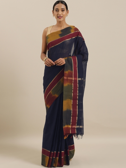 

The Chennai Silks Navy Blue Woven Design Pure Cotton Saree