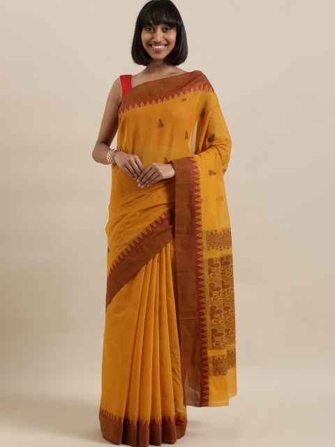 

The Chennai Silks Orange & Red Pure Cotton Woven Design Saree
